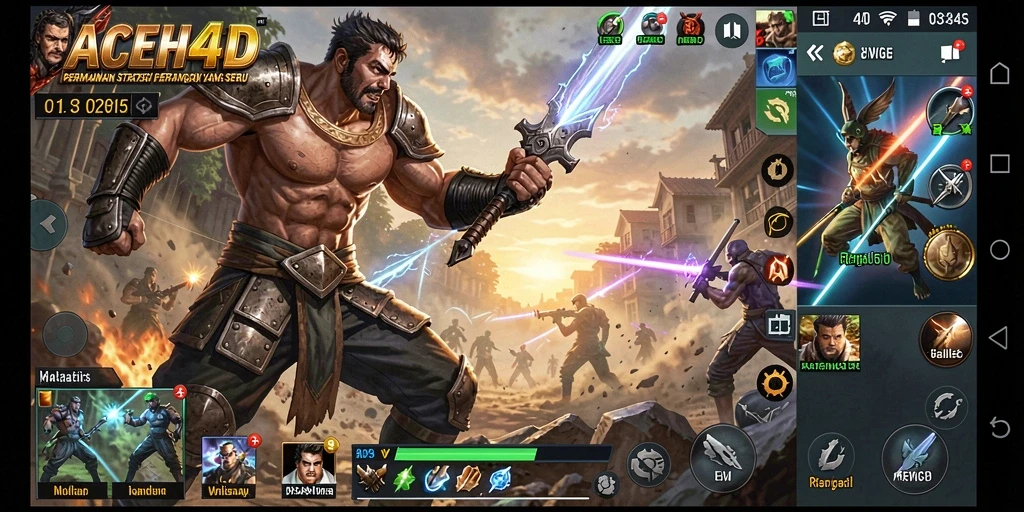 Screenshot ACEH4D menampilkan aksi pertempuran seru dalam game SLG.