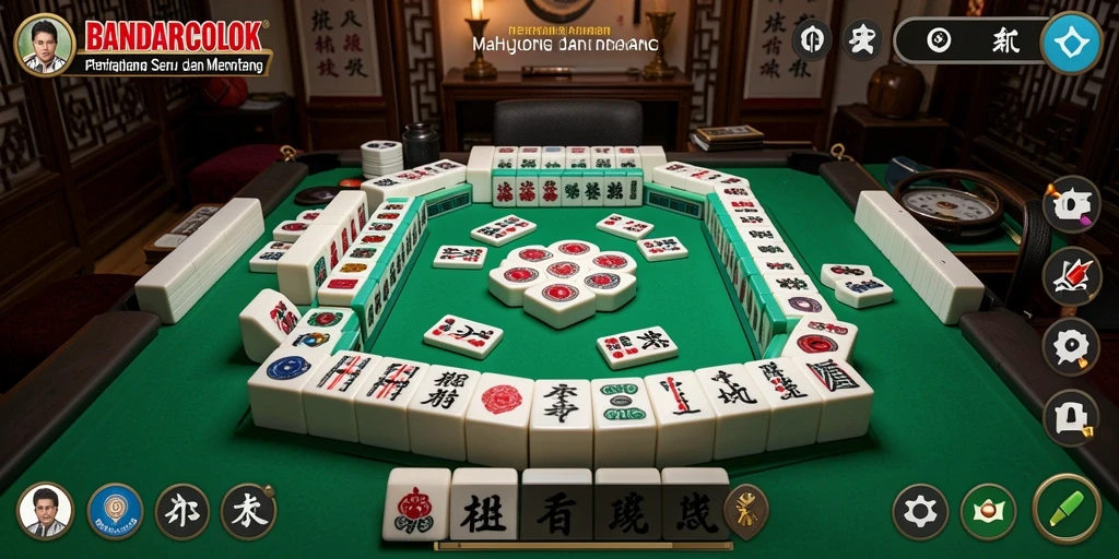 Tampilan gameplay BANDARCOLOK yang menawan dengan ubin Mahjong yang berwarna-warni.