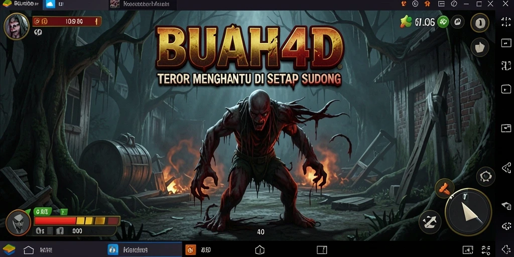 Tampilan gameplay menyeramkan di BUAH4D yang memacu adrenalin.