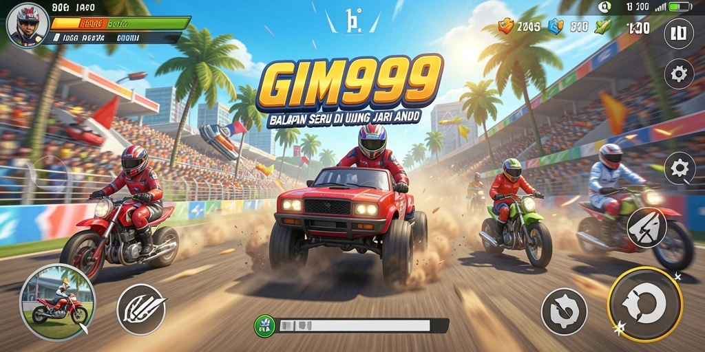 Gameplay Racing GIM999 yang mendebarkan dan menantang.