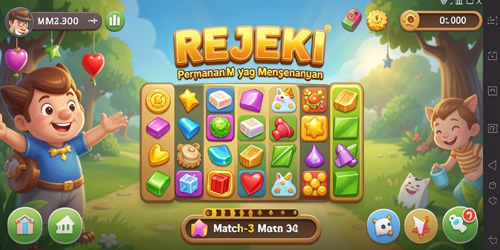 Tampilan gameplay menarik dalam permainan Match-3 REJEKI.