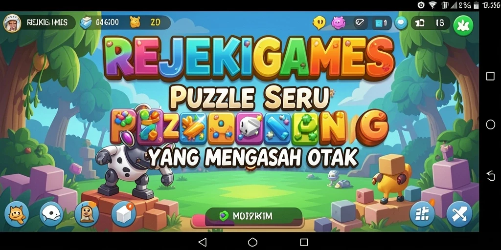 Tampilan gameplay seru REJEKIGAMES dengan berbagai teka-teki menarik.
