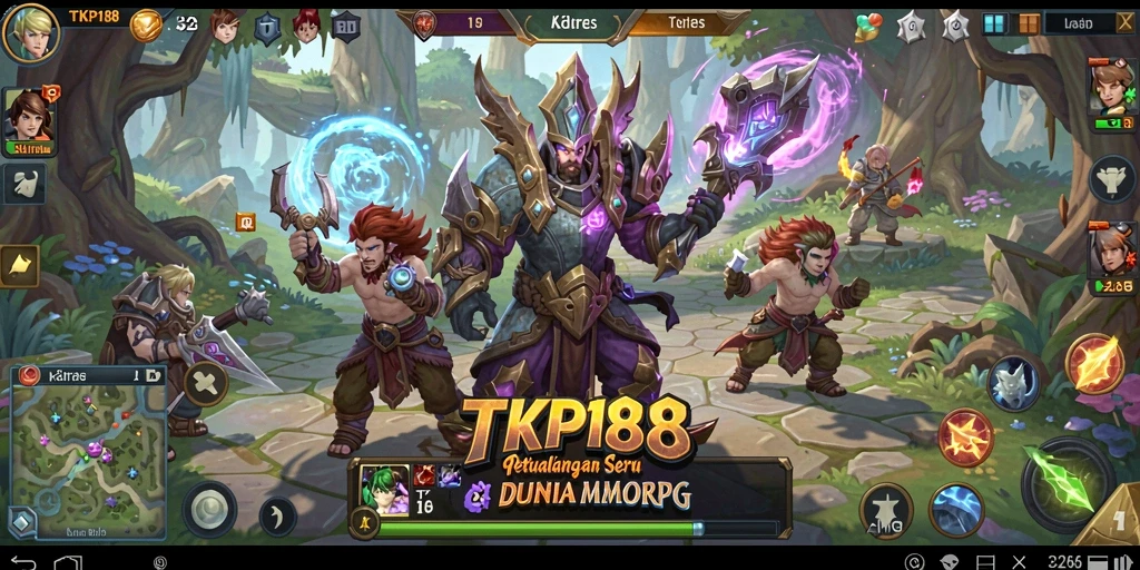 Tangkapan layar TKP188 menampilkan pertarungan epik dalam dunia MMORPG.